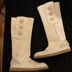 Ugg Cardy Boots Cream With Gold Metallic